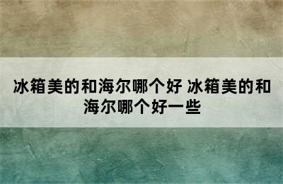 冰箱美的和海尔哪个好 冰箱美的和海尔哪个好一些